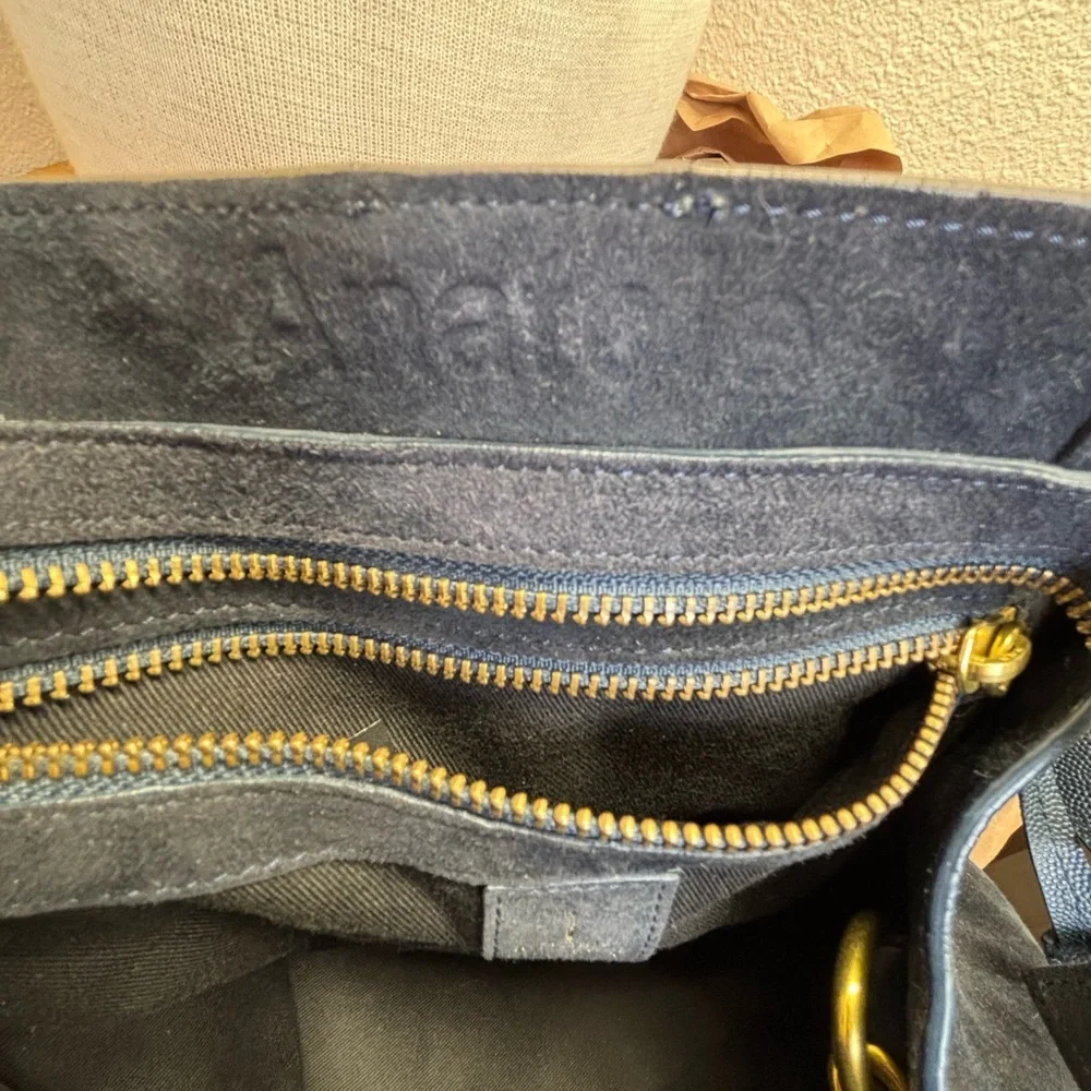 Jerome Dreyfuss Anatole Medium Navy Suede Leather Tie Dye Satchel Crossbody Bag - Picture 13 of 16